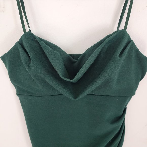 David's Bridal dark green asymmetrical dress, Size S, Like New - Picture 3 of 8